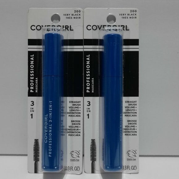 ⚫ $ 8.00 Set of 2 COVERGIRL PROFESSIONAL MASCARA VERY BLACK  # 200  3 in 1 - Picture 1 of 6